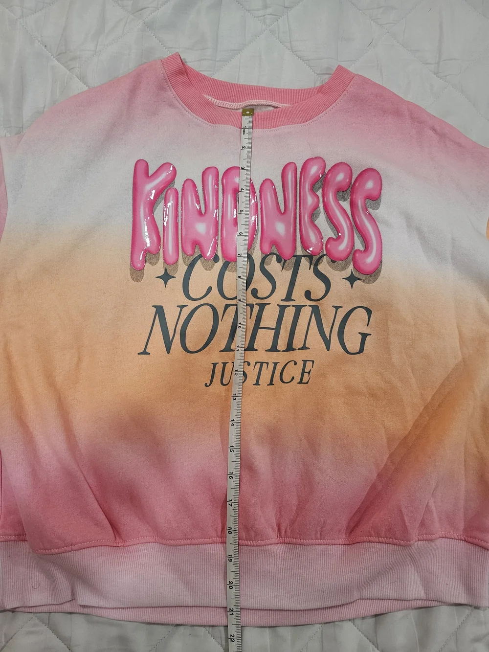 Justice Girls Ombre Fleece Crewneck Pullover Sweatshirt Kindness 12/14 L